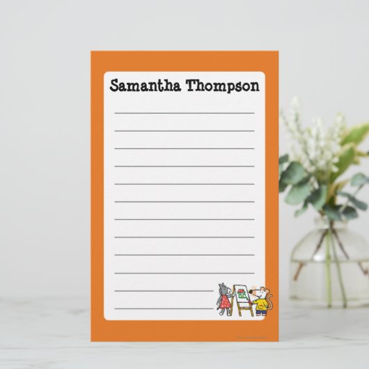 Maisy en Dotty Paint op Preschool Briefpapier (Staand voorkant)