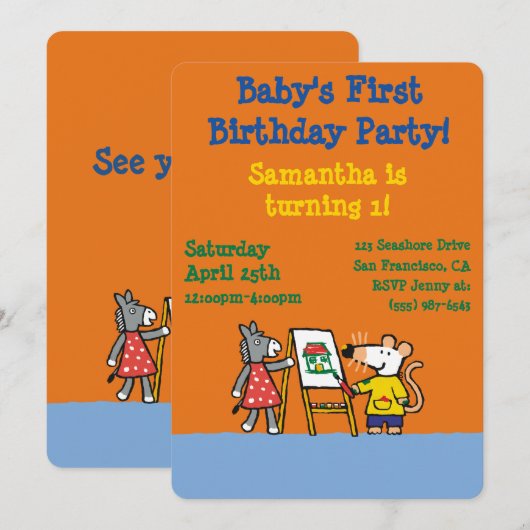 Maisy en Dotty Paint op Preschool Kaart (Voorkant / Achterkant)