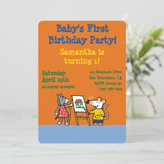 Maisy en Dotty Paint op Preschool Kaart (Staand voorkant)