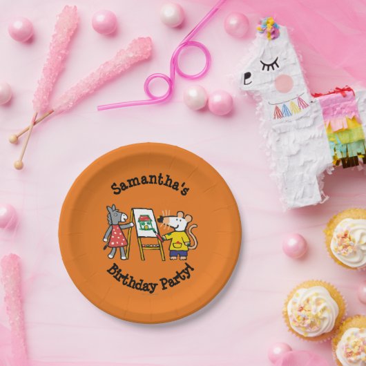 Maisy en Dotty Paint op Preschool Papieren Bordje (Feest)