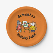 Maisy en Dotty Paint op Preschool Papieren Bordje (Voorkant)