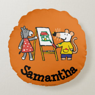 Maisy en Dotty Paint op Preschool Rond Kussen