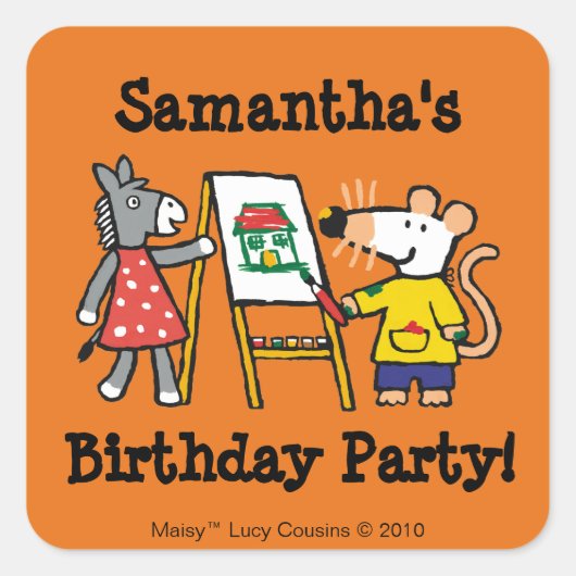 Maisy en Dotty Paint op Preschool Vierkante Sticker (Voorkant)