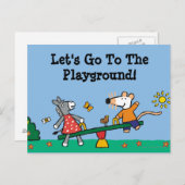 Maisy en Dotty Seesaw op de speelplaats Briefkaart (Voorkant / Achterkant)