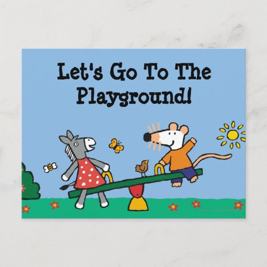 Maisy en Dotty Seesaw op de speelplaats Briefkaart (Voorkant)