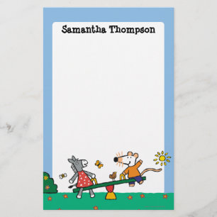 Maisy en Dotty Seesaw op de speelplaats Briefpapier