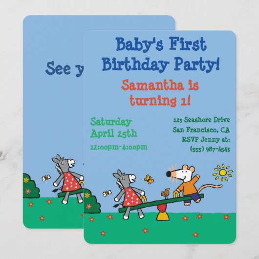 Maisy en Dotty Seesaw op de speelplaats Kaart (Voorkant / Achterkant)