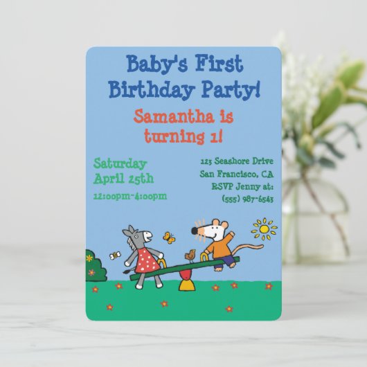 Maisy en Dotty Seesaw op de speelplaats Kaart (Staand voorkant)