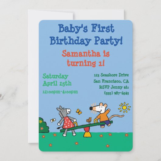 Maisy en Dotty Seesaw op de speelplaats Kaart (Voorkant)