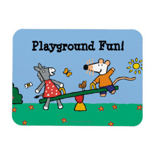 Maisy en Dotty Seesaw op de speelplaats Magneet