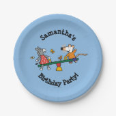 Maisy en Dotty Seesaw op de speelplaats Papieren Bordje (Voorkant)