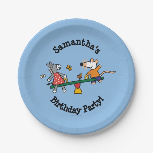 Maisy en Dotty Seesaw op de speelplaats Papieren Bordje (Voorkant)