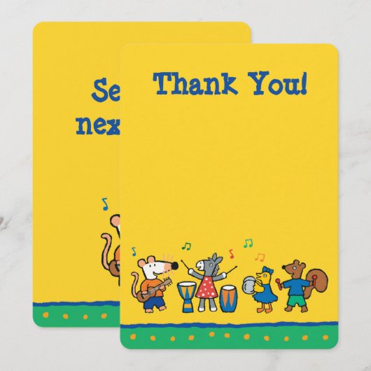 Maisy en Friends Play in Band Bedankkaart (Voorkant / Achterkant)