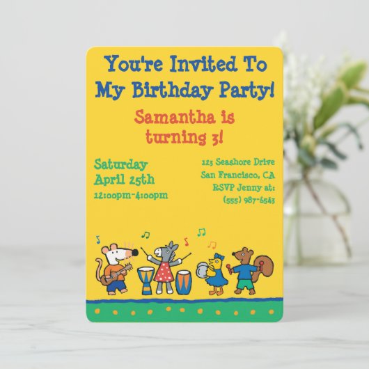 Maisy en Friends Play in Band Kaart (Staand voorkant)