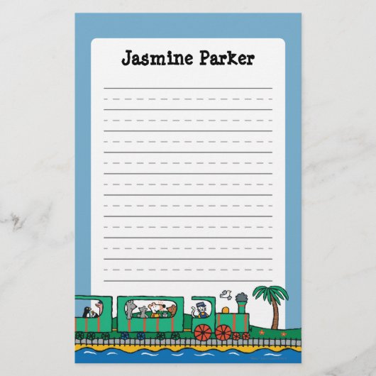 Maisy en Friends Ride on Green Train Briefpapier (Voorkant)