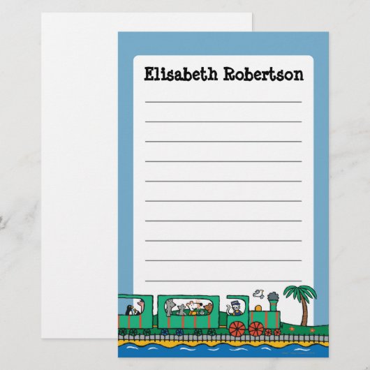 Maisy en Friends Ride on Green Train Briefpapier (Voorkant / Achterkant)