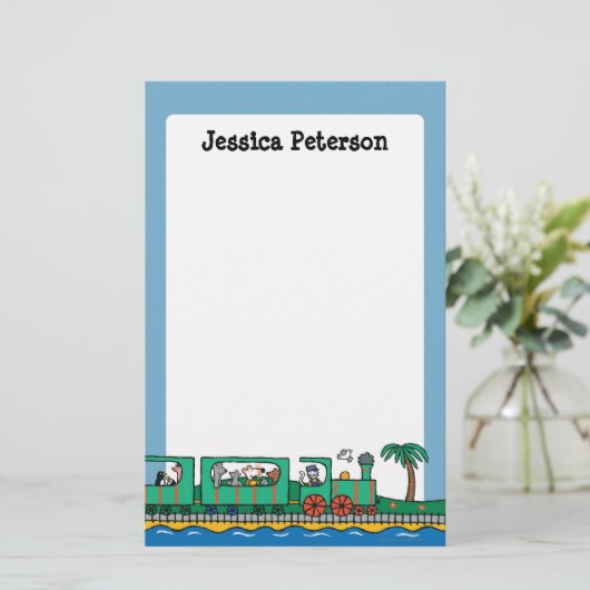 Maisy en Friends Ride on Green Train Briefpapier (Staand voorkant)