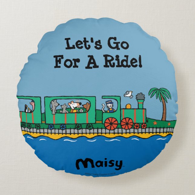 Maisy en Friends Ride on Green Train Rond Kussen (Voorkant)