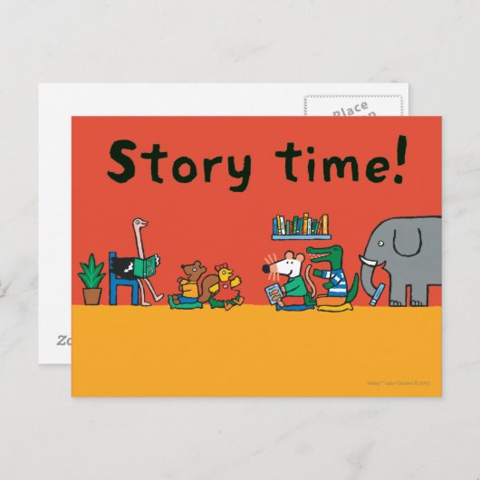 Maisy en vrienden lezen samen briefkaart (Voorkant / Achterkant)