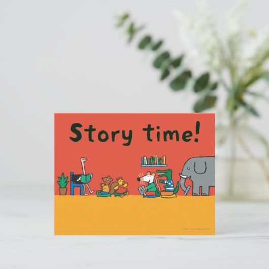 Maisy en vrienden lezen samen briefkaart (Staand voorkant)