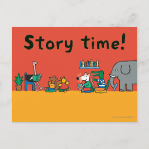 Maisy en vrienden lezen samen briefkaart