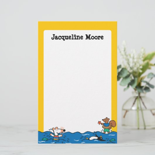 Maisy Goes zwemt in het strand Briefpapier (Staand voorkant)