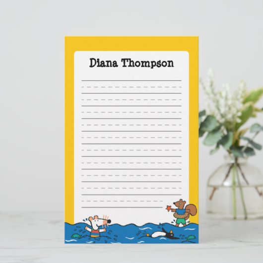 Maisy Goes zwemt in het strand Briefpapier (Staand voorkant)