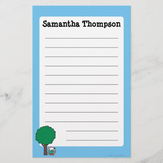 Maisy leest haar bibliotheekboek buiten briefpapier (Voorkant)