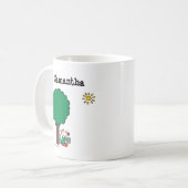 Maisy leest haar bibliotheekboek buiten koffiemok (Voorkant links)