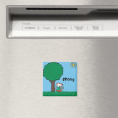 Maisy leest haar bibliotheekboek buiten magneet (Insitu (Vaatwasser))