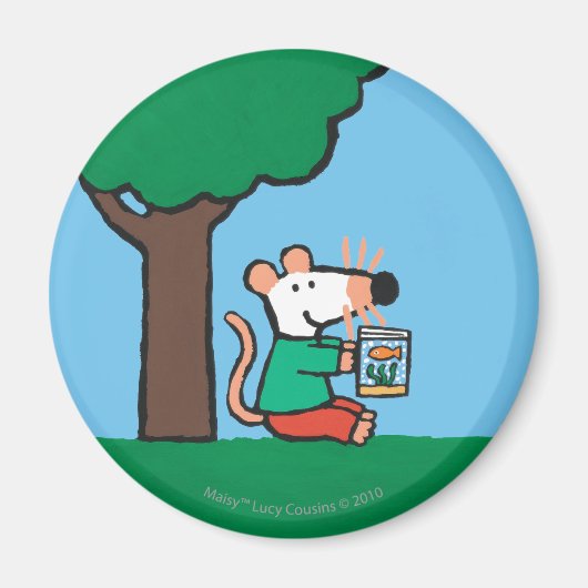 Maisy leest haar bibliotheekboek buiten magneet (Voorkant)