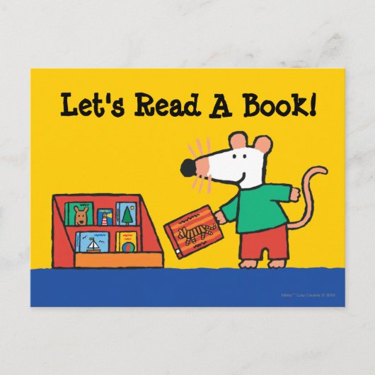 Maisy met bibliotheekboeken briefkaart (Voorkant)