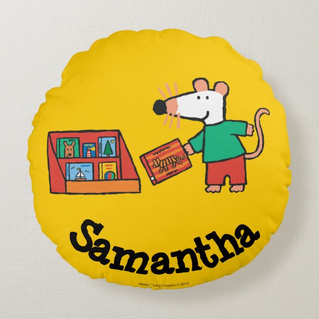 Maisy met bibliotheekboeken rond kussen (Voorkant)
