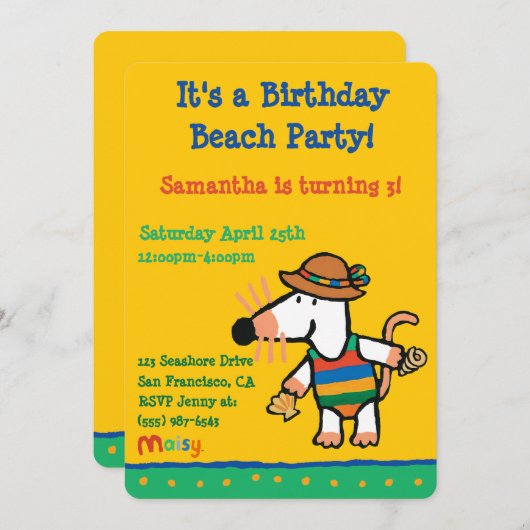 Maisy met Shells Verjaardag Kaart (Voorkant / Achterkant)