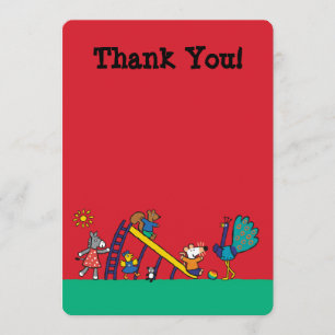 Maisy op de speelplaats met vrienden bedankkaart