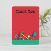 Maisy op de speelplaats met vrienden bedankkaart (Staand voorkant)