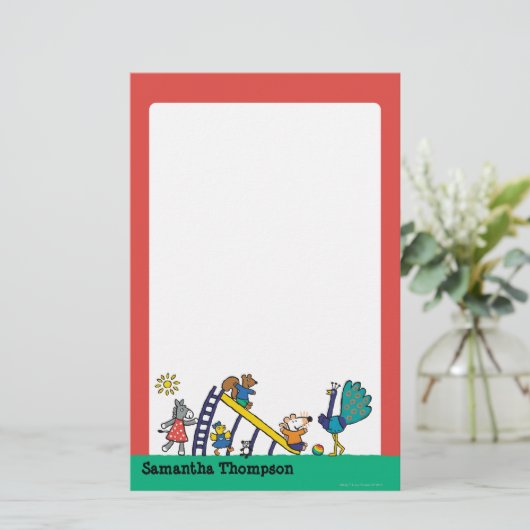 Maisy op de speelplaats met vrienden briefpapier (Staand voorkant)