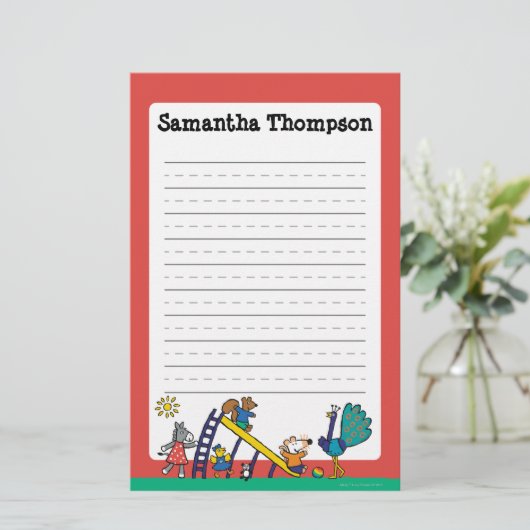 Maisy op de speelplaats met vrienden briefpapier (Staand voorkant)