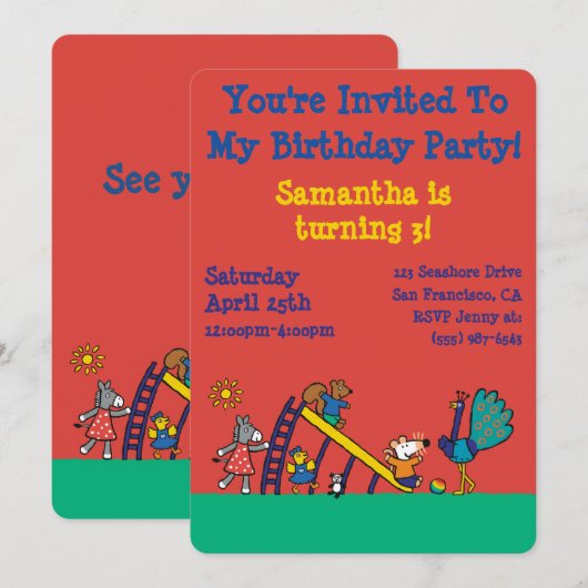 Maisy op de speelplaats met vrienden kaart (Voorkant / Achterkant)