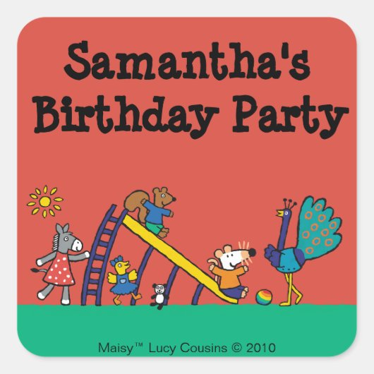Maisy op de speelplaats met vrienden vierkante sticker (Voorkant)