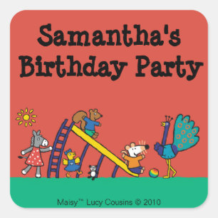 Maisy op de speelplaats met vrienden vierkante sticker