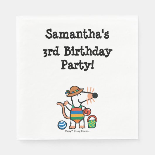 Maisy op het strand verjaardag servet (Voorkant)