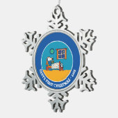 Maisy Ready voor Bed Blue Pajamas Tin Sneeuwvlok Ornament (Rechts)