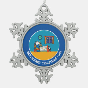 Maisy Ready voor Bed Blue Pajamas Tin Sneeuwvlok Ornament