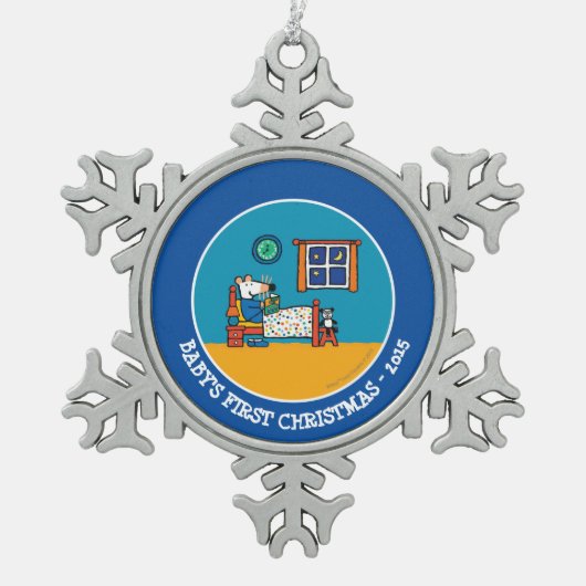 Maisy Ready voor Bed Blue Pajamas Tin Sneeuwvlok Ornament (Voorkant)