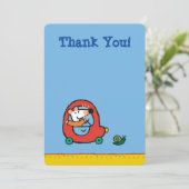 Maisy rijdt een rode auto bedankkaart (Staand voorkant)