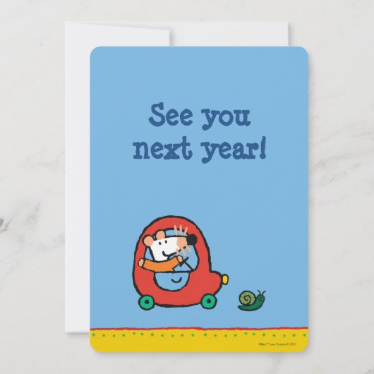 Maisy rijdt een rode auto bedankkaart (Achterkant)