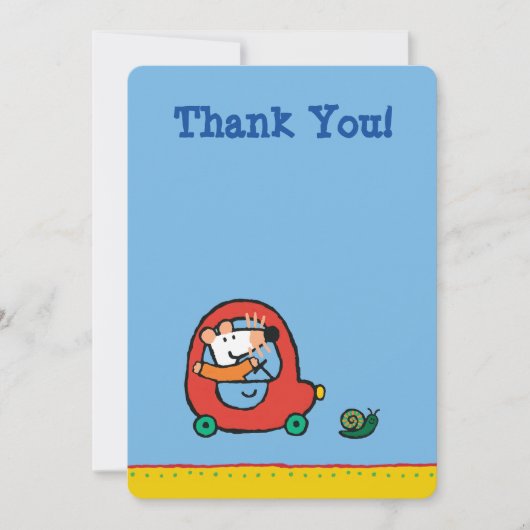 Maisy rijdt een rode auto bedankkaart (Voorkant)