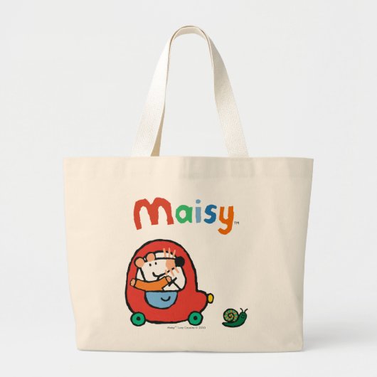 Maisy rijdt een rode auto grote tote bag (Voorkant)