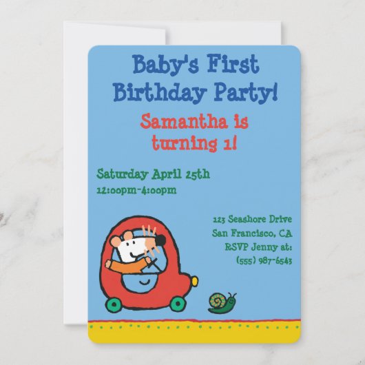 Maisy rijdt een rode auto kaart (Voorkant)